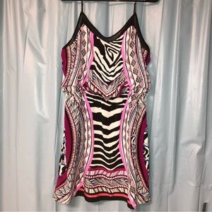 Express Sleeveless V-Neck Dress in Black, White & Pink